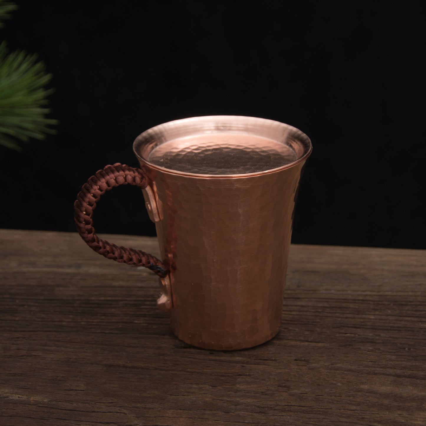Handmade Pure Copper Coffee Tea Mug Beer Hammered Moscow Mule Thick Cup with a Dual Lid Coaster Metal Drinkware