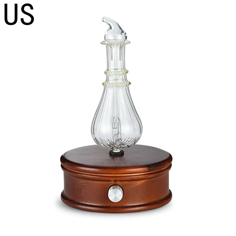 Glass and Wood Aromatherapy Waterless Essential Oil Diffuser Nebulizer Cool Mist Auto Shutoff Mist Modes Colored Lights Home and Office