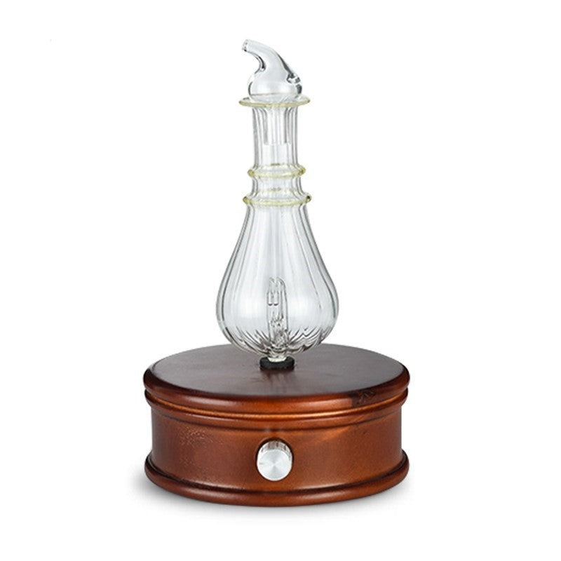 Glass and Wood Aromatherapy Waterless Essential Oil Diffuser Nebulizer Cool Mist Auto Shutoff Mist Modes Colored Lights Home and Office