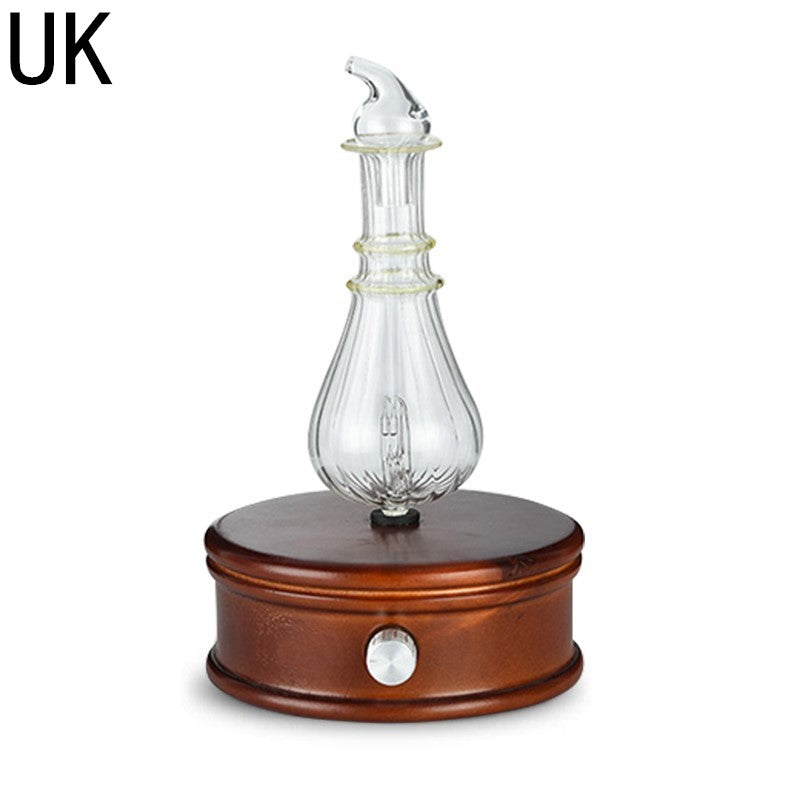 Glass and Wood Aromatherapy Waterless Essential Oil Diffuser Nebulizer Cool Mist Auto Shutoff Mist Modes Colored Lights Home and Office
