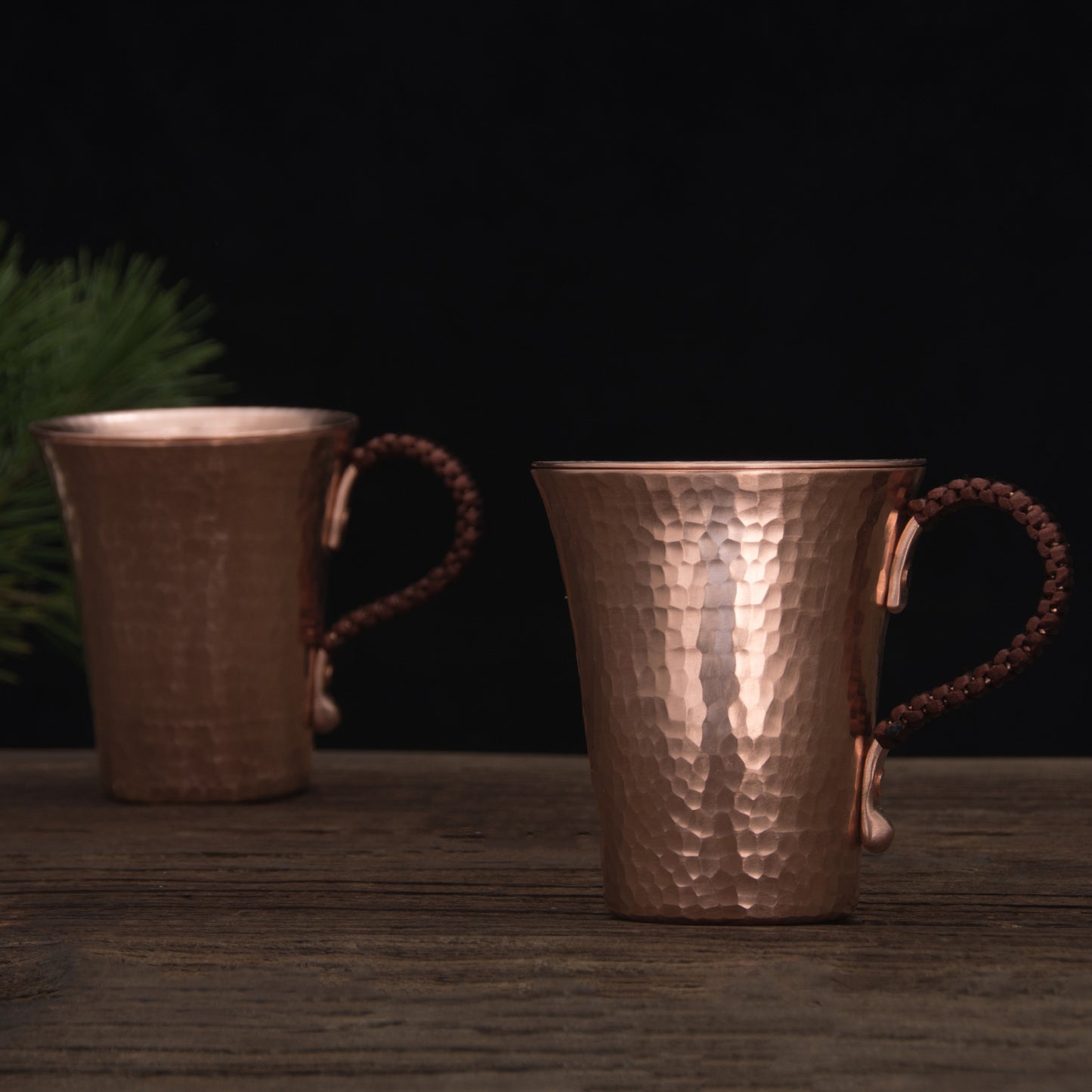 Handmade Pure Copper Coffee Tea Mug Beer Hammered Moscow Mule Thick Cup with a Dual Lid Coaster Metal Drinkware