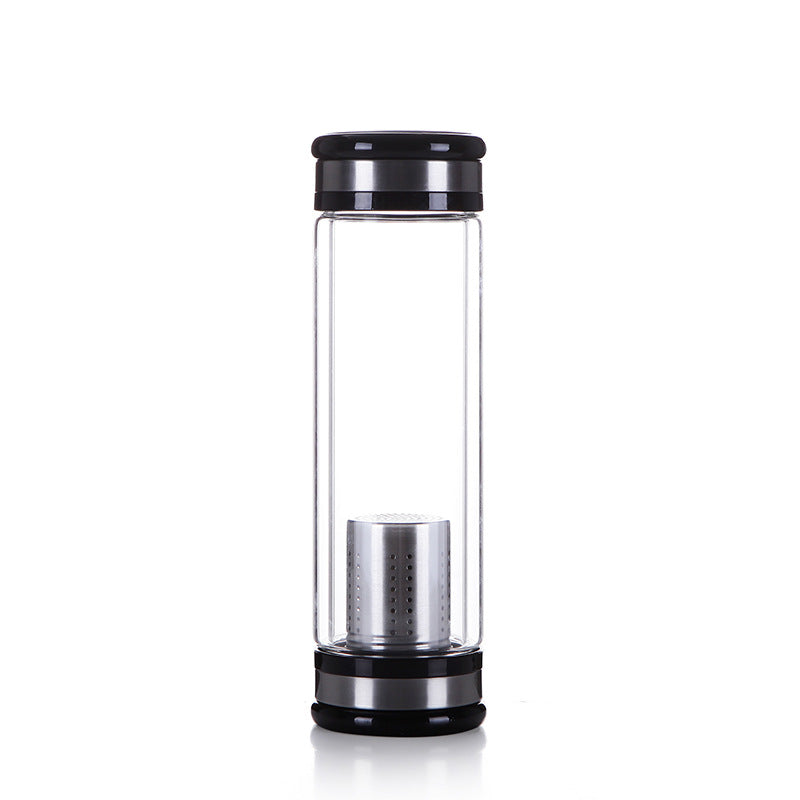 Stainless Steel and Glass Water Bottle or Tea  Coffee Fruit Bottle Infuser with Removable Stainless steel Infuser Filter Unit